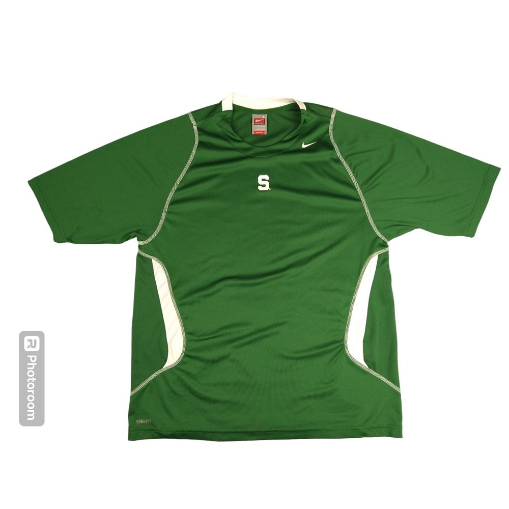 Michigan State Nike Tee Shirt Mens Large Green Dri Fit Team Short Sleeve. Sparty